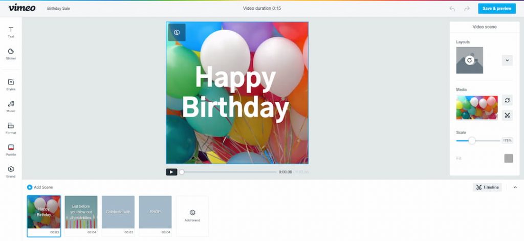 crea il tuo video di compleanno con vimeo online editor